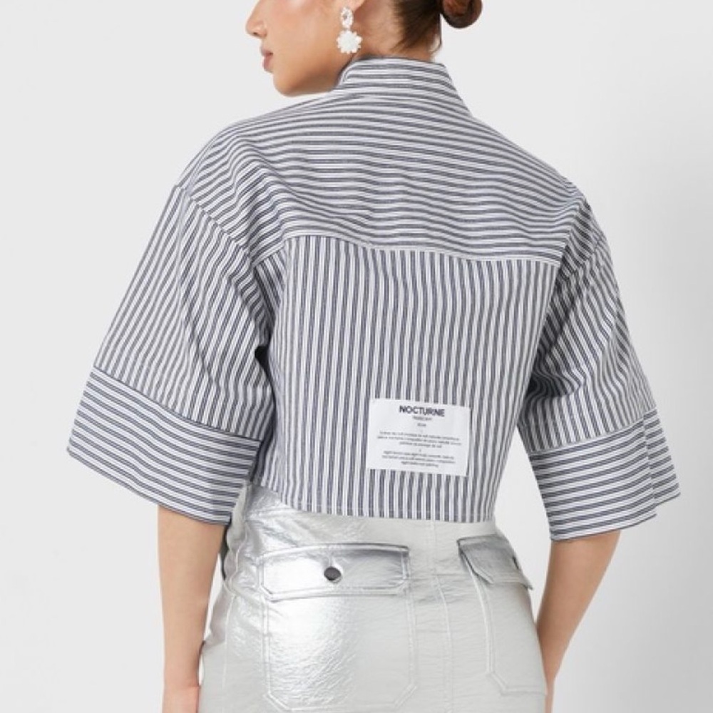 NOCTURNE Striped Crop Shirt - Picture 2 of 9
